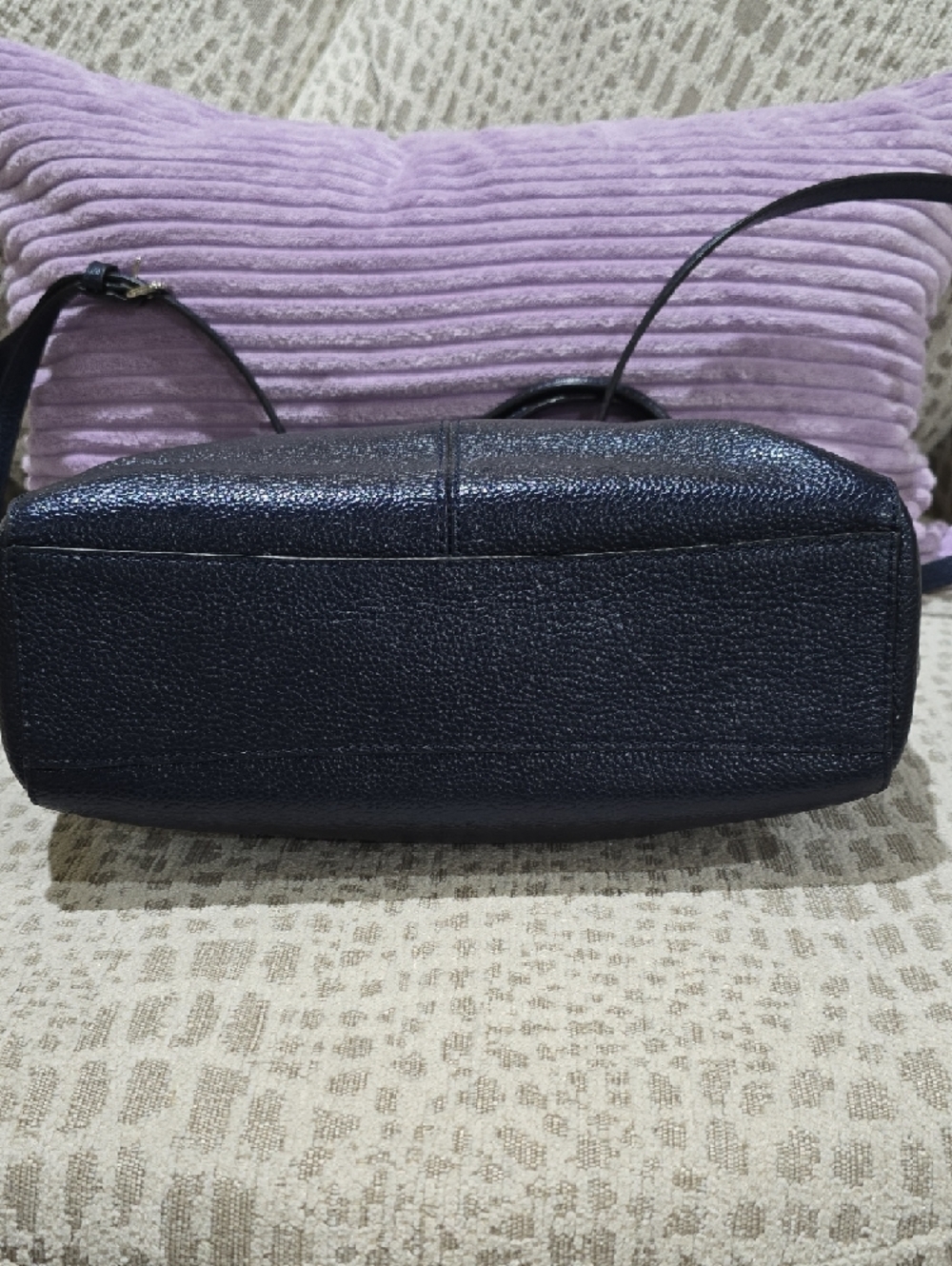 Coach Pebbled Leather Shoulder Satchel - Metallic Navy Blue - Picture 3 of 15